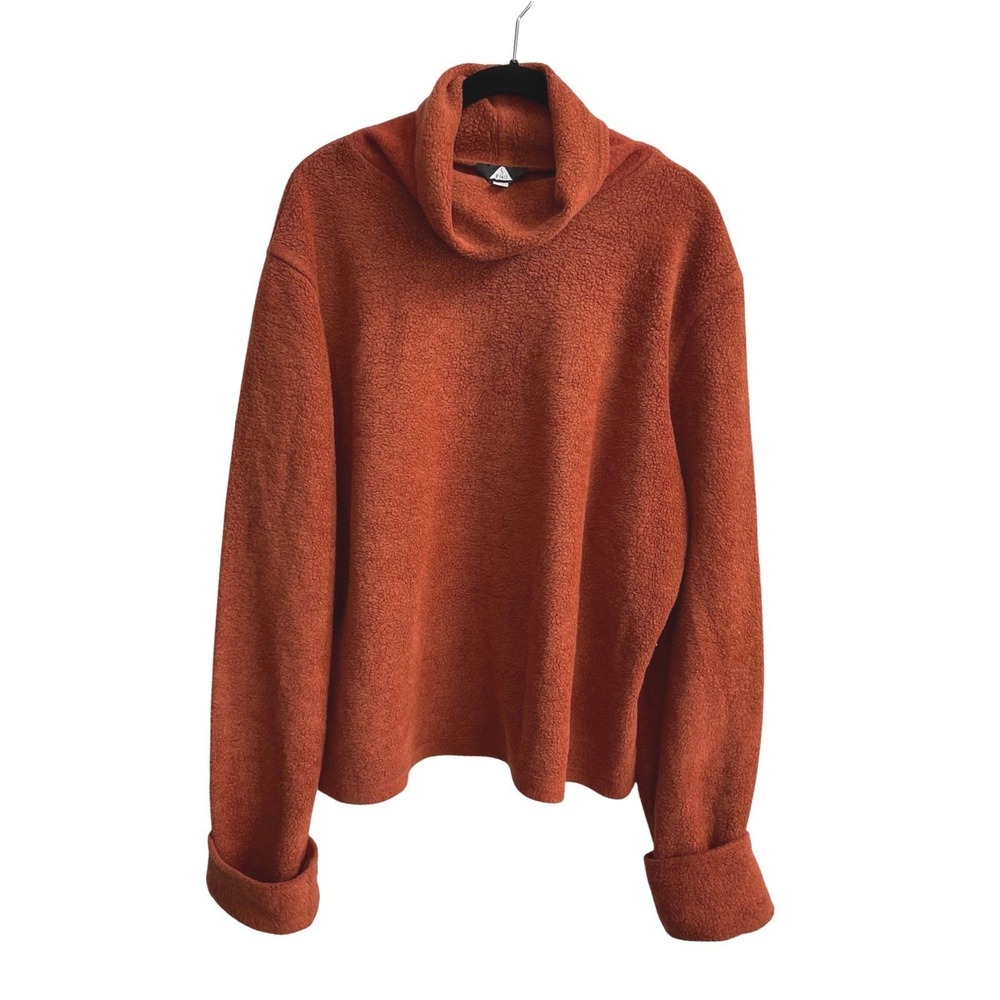 Fjall Rust Orange Wool Blend Cowl Neck Fleece Pullover Sweater XL Women‎